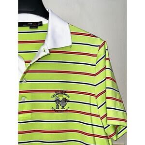 RLX RALPH LAUREN 2014 US OPEN PINEHURST #2 LIME GREEN STRIPED GOLF POLO SHIRT S